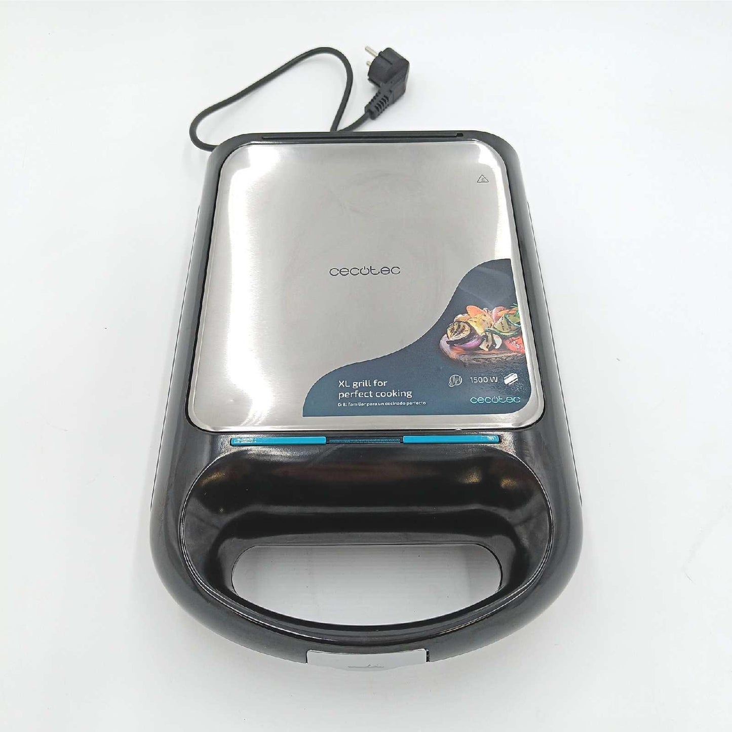 Cecotec Sandwichmaker Rock'nToast Family Grill. 1500 W, Grillplatte, Antihaftbeschichtung, 180º Drehmechanismus, Schnelles Aufheizen, Edelstahl-Finish