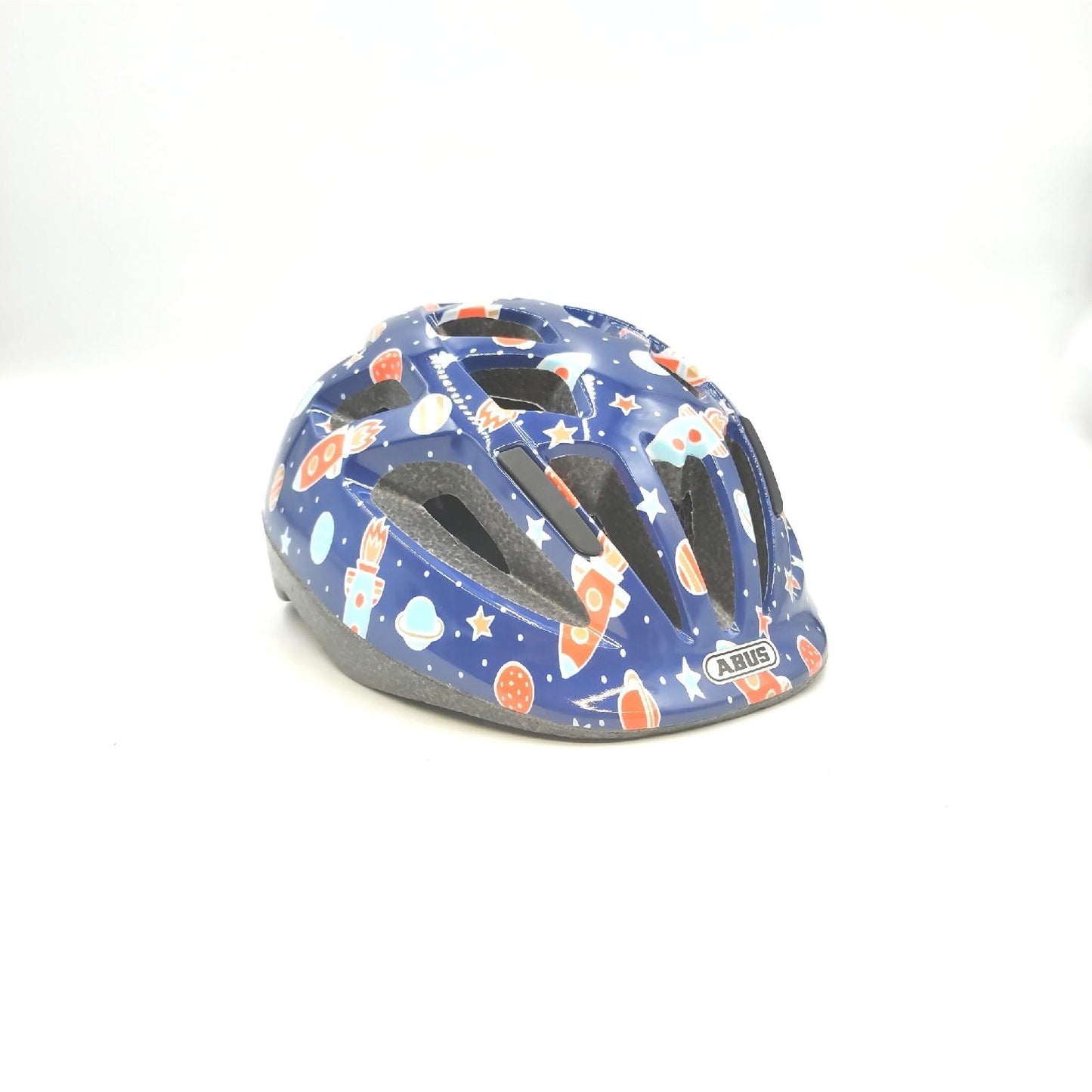 Abus Kinderhelm Fahrradhelm Sicherheitsausrüstung Smooty 2 0 Blau Raketenmuster passend für Kleinkinder Beifahrersitz