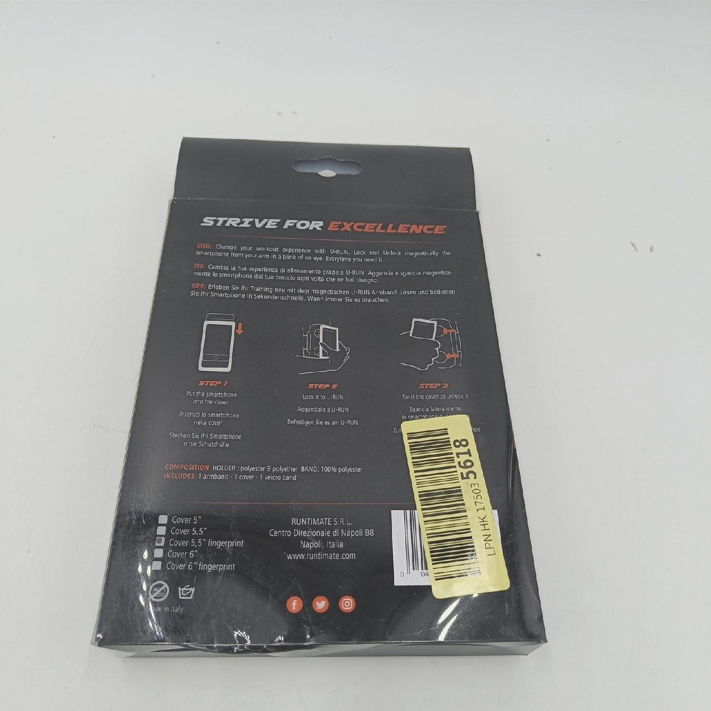 Runtimate Armband Smartphone Zubehör RUAS55 Anthrazit Lauf Sport Fitness Halterung