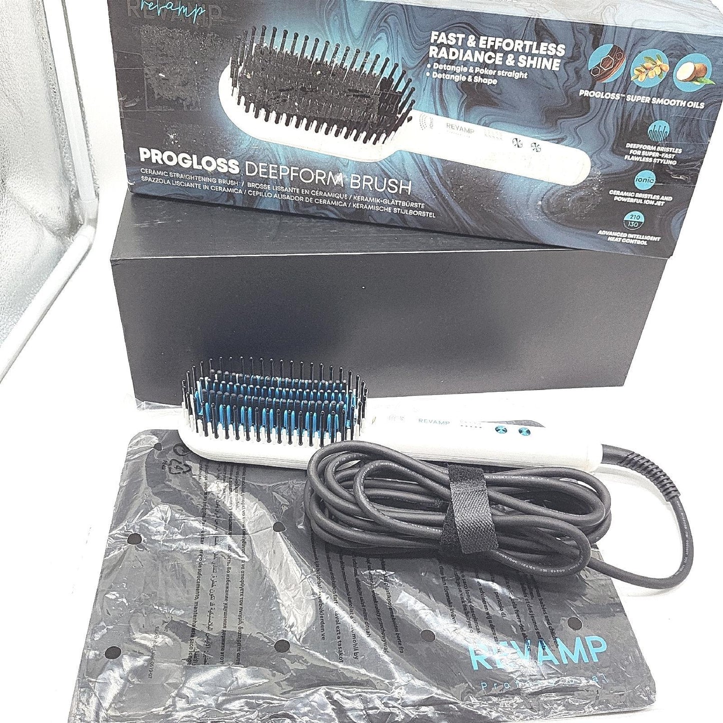 REVAMP Haarbürste Haarpflege Progloss Deep Form Glättung für nasses oder trockenes Haar Keramikbeschichtet