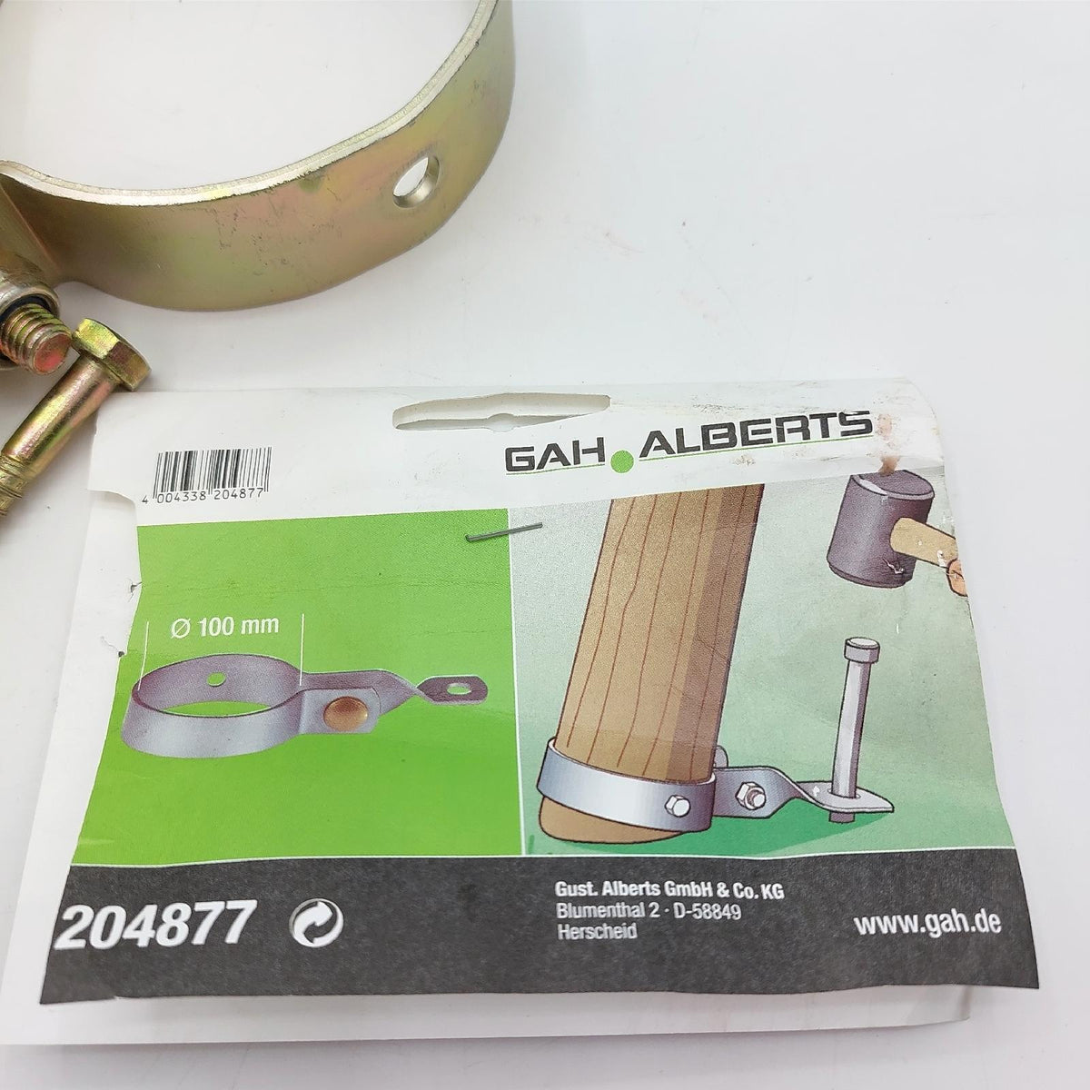 Alberts 204877 Schaukelanker  für die Befestigung am Boden  galvanisch gelb verzinkt  Länge 390 mm  Schellen-Ø 100 mm