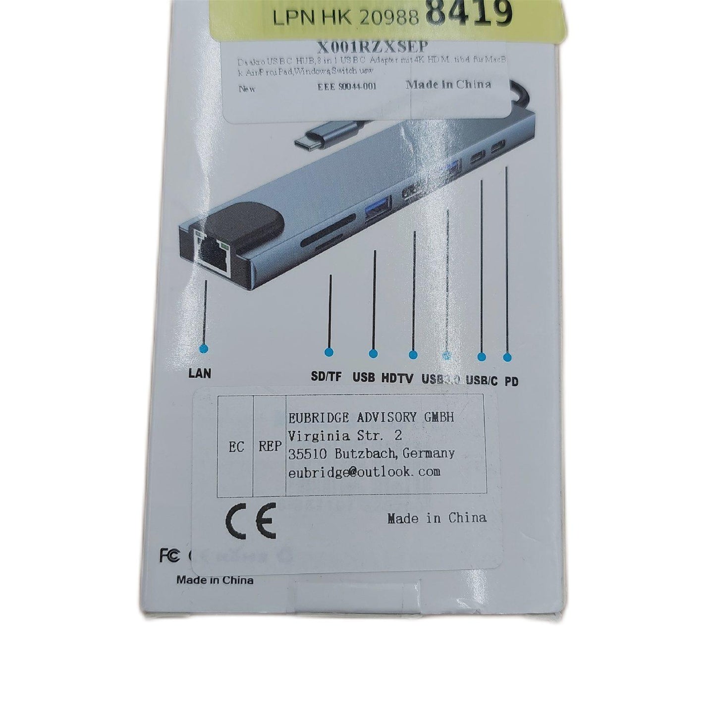 Daakro USB C Hub Adapter 4K HDMI 3 USB 3.0 Anschlüsse 8 In 1 Port Expansion LeistungsstarkerConverterFactory