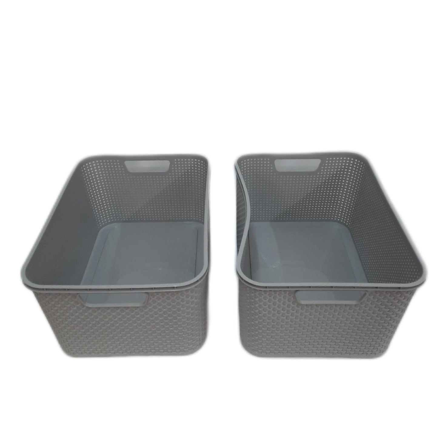 BranQ Wäschekorb Haushaltswaren Home essential Korb Rattan Design 2er Set 19 Liter BPA frei Kunststoff Hellgrau