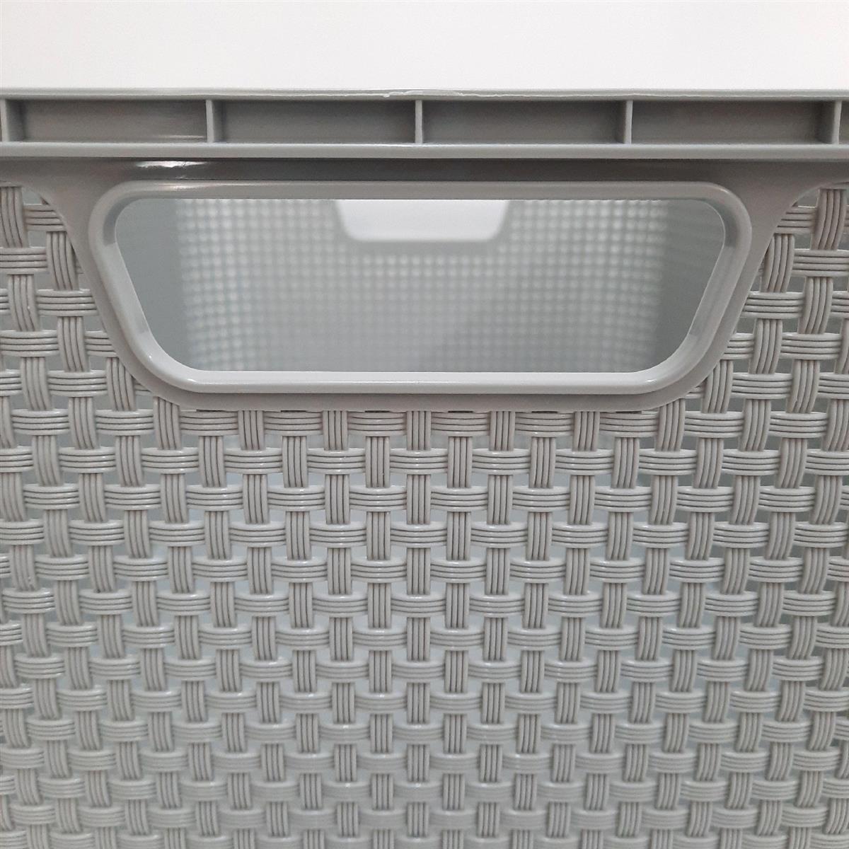 BranQ Wäschekorb Haushaltswaren Home essential Korb Rattan Design 2er Set 19 Liter BPA frei Kunststoff Hellgrau