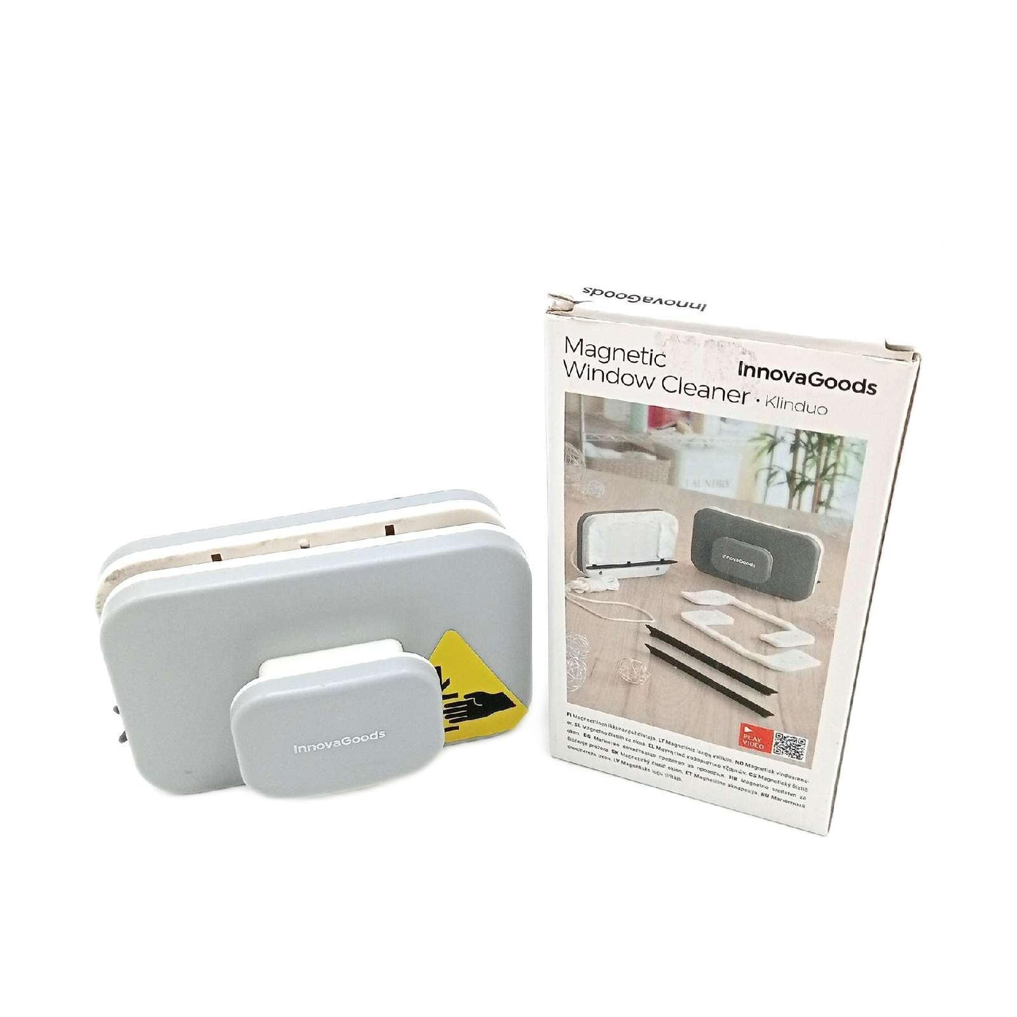 InnovaGoods - Magnetischer Fensterreiniger Klinduo, Effiziente und Streifenfreie Reinigung, Sicherer Halt durch starke Magnete, Ergonomisches Design, Grau, 1 Unidad, Plástico