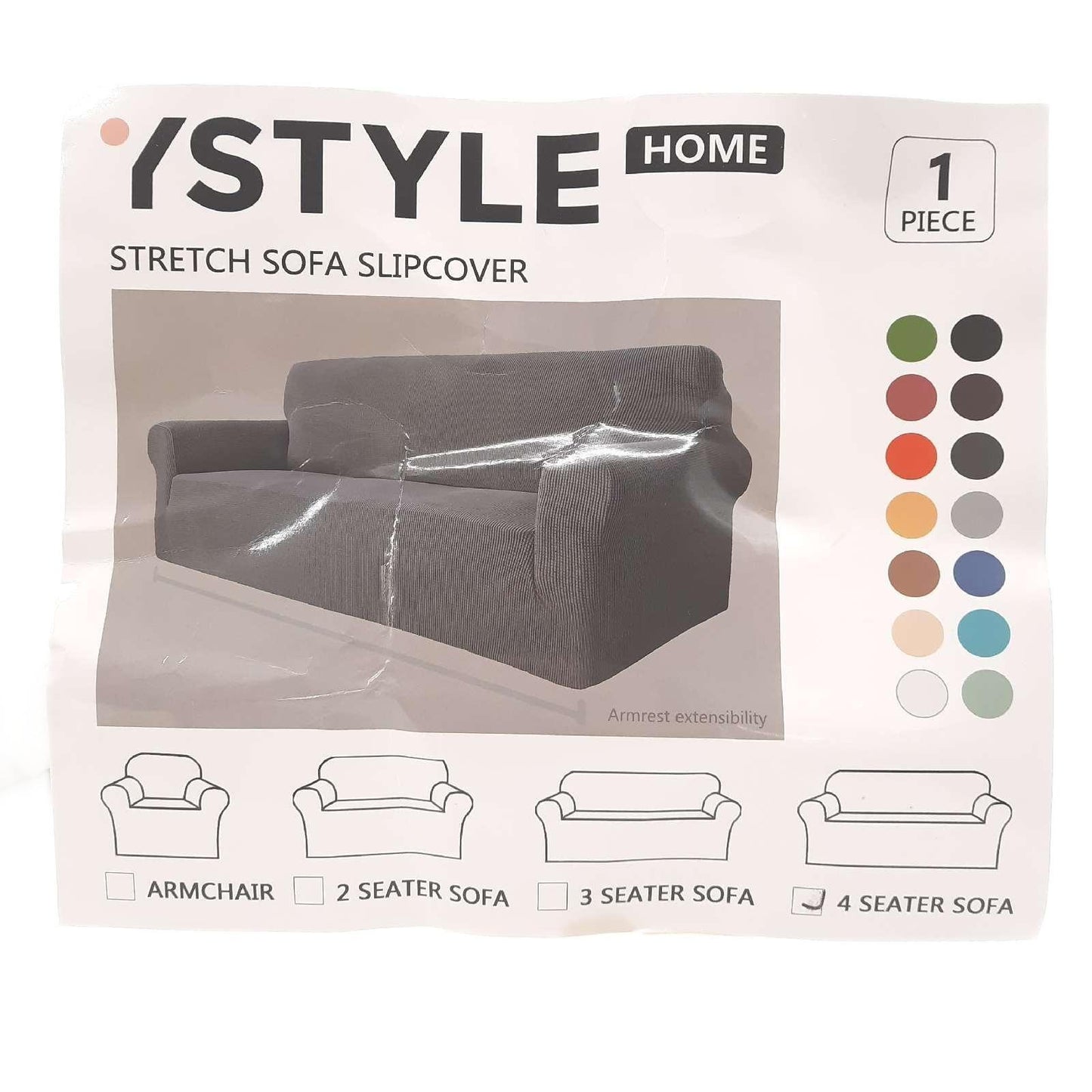 Ystyle Sofaüberzug Sofa Polstermöbel 4 Sitzer Stretch Rutschfest Atmungsaktiv Weiß