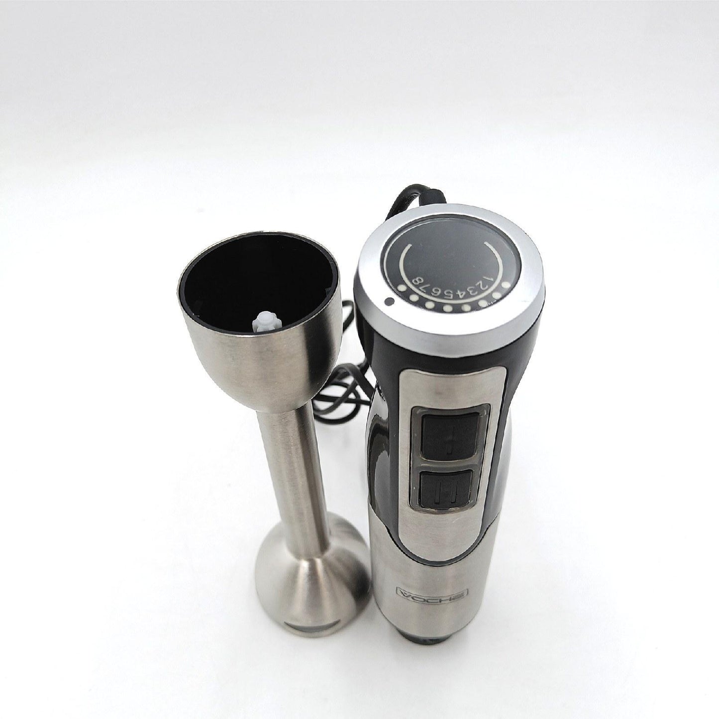 Voche Premium Silver 800W Variable Speed Hand Blender with Blue LED & Removeable Stainless Steel Shaft