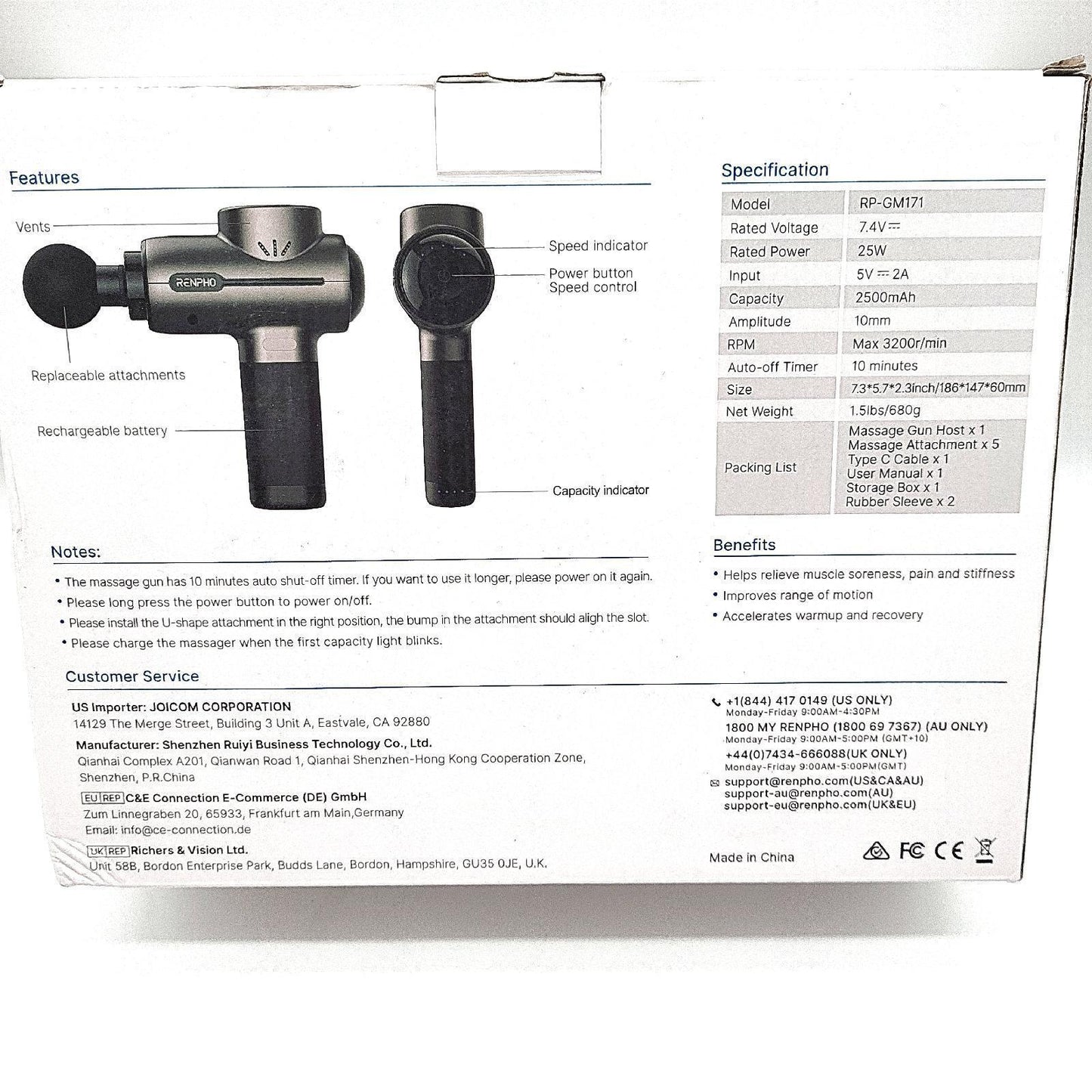 RENPHO Massagepistole Massagegerät Muskelentspannung Active Massage Gun 2000