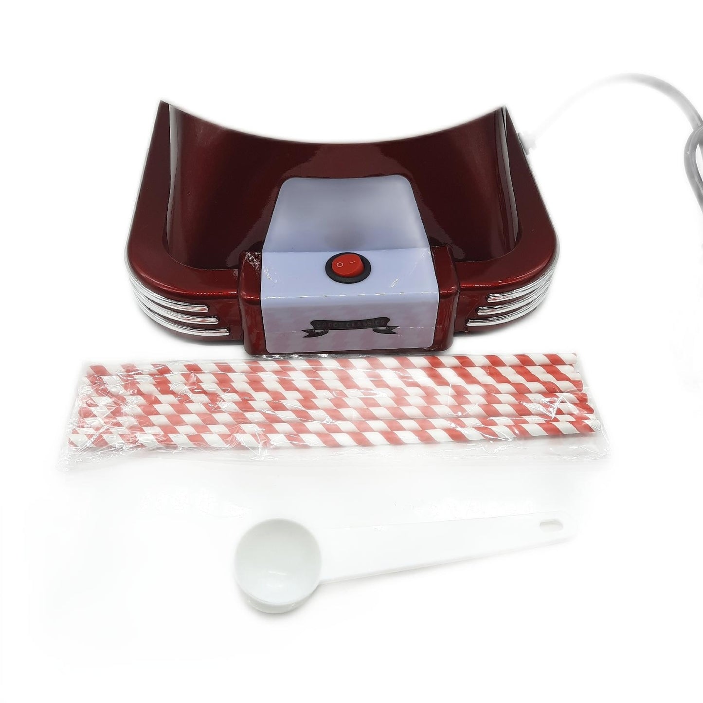 Gadgy Zuckerwattemaschine Retro Cotton Candy Machine Zucker Zuckerfreie Harte S??igkeiten 500W Rot Wei? Spaß