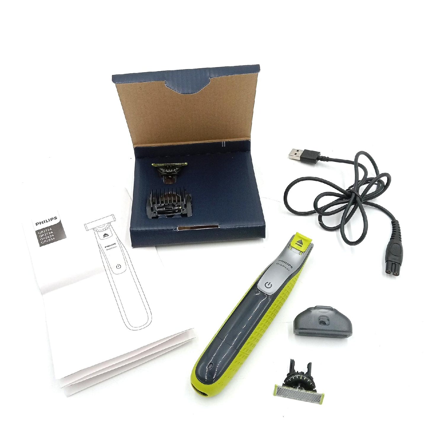 Philips OneBlade 360 Face ? Elektrischer Bartschneider und Rasierer zum Trimmen, Stylen und Rasieren, inkl. 2 innovativen 360-Klingen & verstellbarem 5-in-1-Trimmaufsatz (Modell QP2734/30)