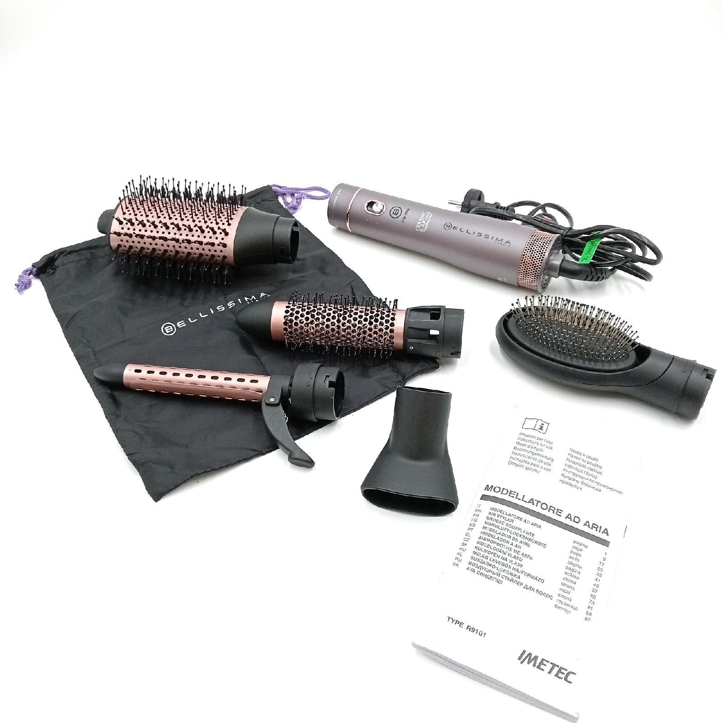 Imetec Bellissima Keramik Arganöl 6in1 Heißluftbürste 6 Hot Zubehör  Kombi Styling Haarstyler