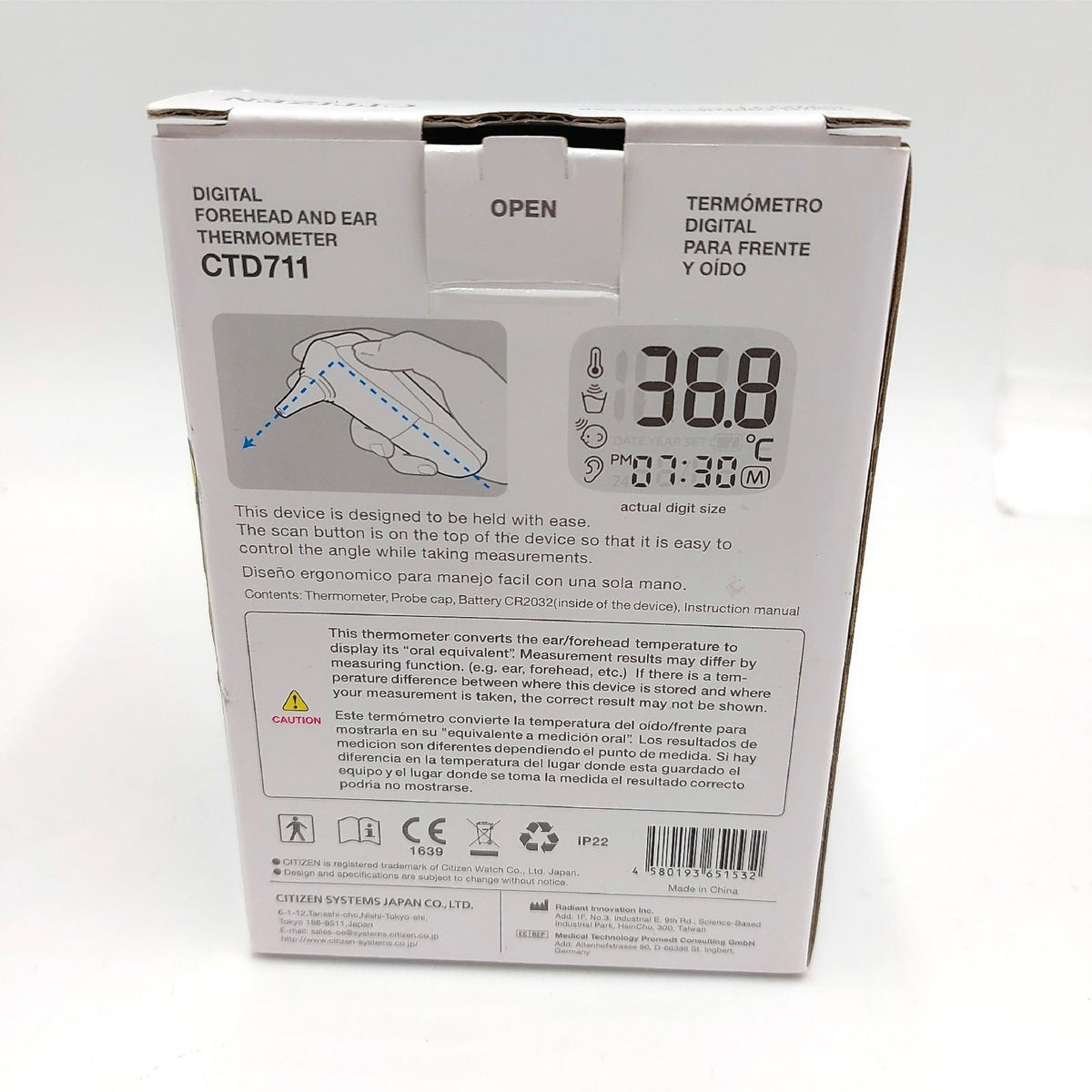 Citizen CTD711 Fieberthermometer Baby: Stirn- & Ohrthermometer Kontaktlos