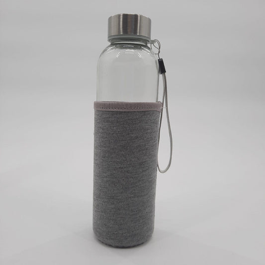 GERLINOVA Trinkflasche Sportflasche Trinkflaschen Grau Glas langlebig praktisch für Alltag Fitness