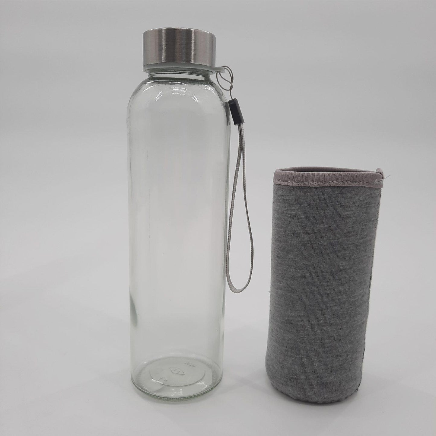 GERLINOVA Trinkflasche Sportflasche Trinkflaschen Grau Glas langlebig praktisch für Alltag Fitness