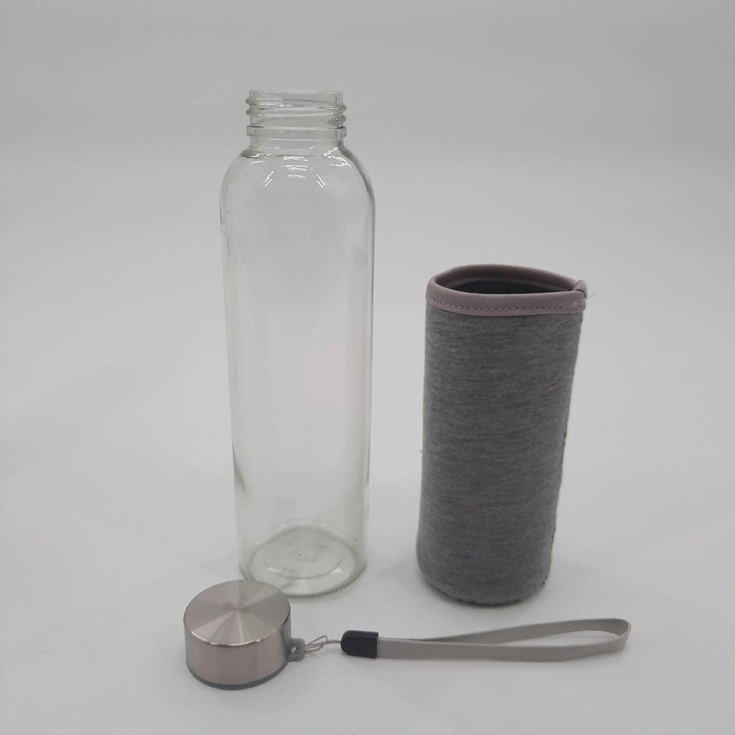 GERLINOVA Trinkflasche Sportflasche Trinkflaschen Grau Glas langlebig praktisch für Alltag Fitness