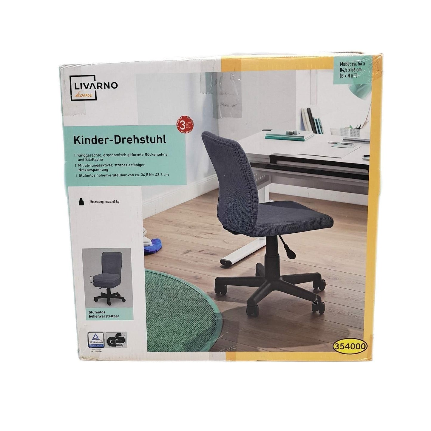 Luisa Bürostuhl Schreibtisch Kinder Jugendliche Dunkelgrau Ergonomisch Lendenwir