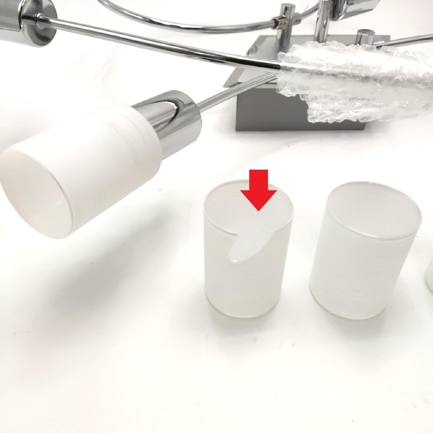 Trio Leuchten Deckenleuchte Beleuchtung Glas weiß gewischt Aluminium gebürstet chrom