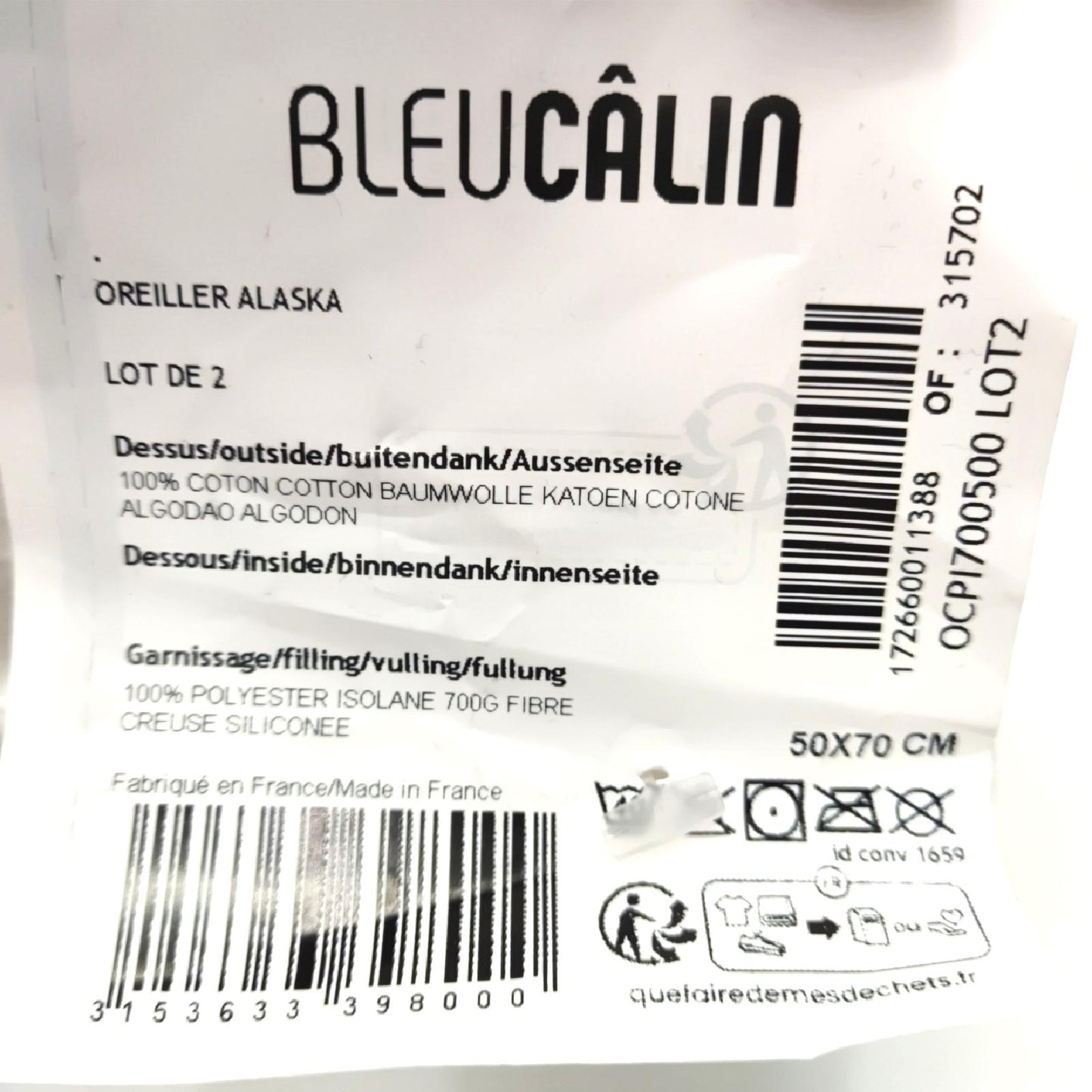 Blau Câlin Kissen Heimtextilien Alaska 2er Set komfortable Füllung