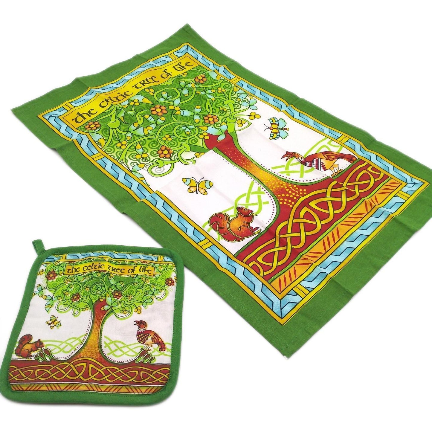 Royal Tara Keltisch Geschirrtuch & Topflappen mit Baum des Lebens Design Buntes Schönes und Praktisches Küchentextilien Küchenzubehör