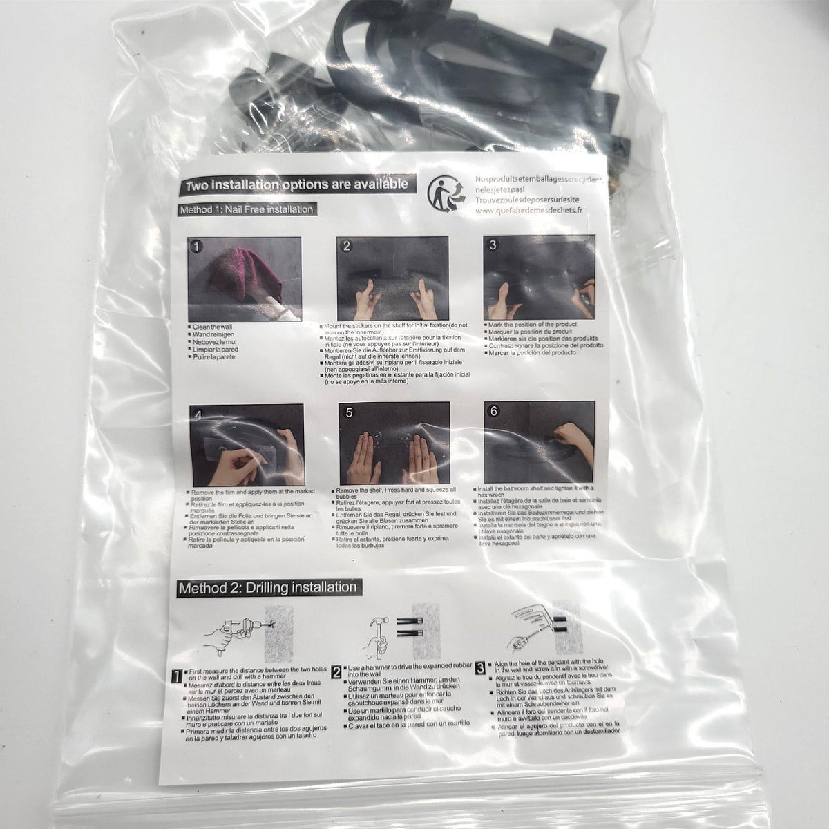 Gricol Eckablage Duschkorb Badezimmer Zubehör ohne Bohren Duschablage Metall