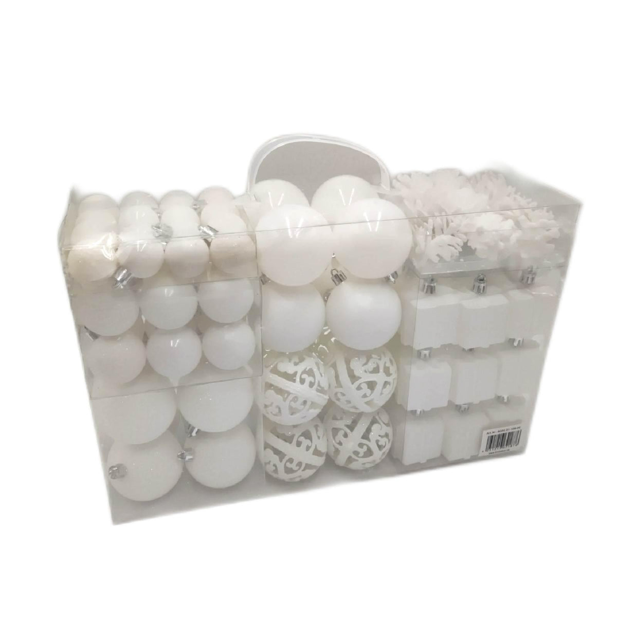 BRUBAKER 101-teiliges Set Weihnachtskugeln mit Baumspitze Creme Weiß
