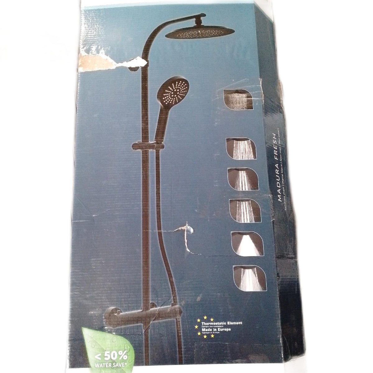 Schütte Madura Duschsystem Thermostat Regendusche Matt Schwarz fehlt Rosette S Anschluss