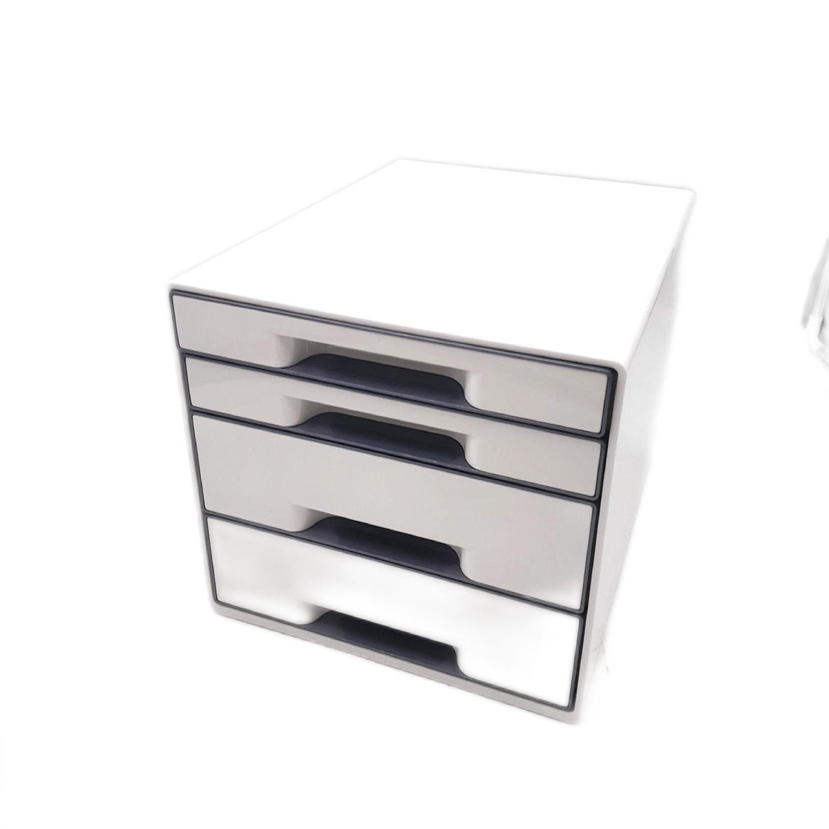 Leitz Cube Schubladenbox 4 Schubladen A4 Weiß Grau mit transparentem Desktop Organizer