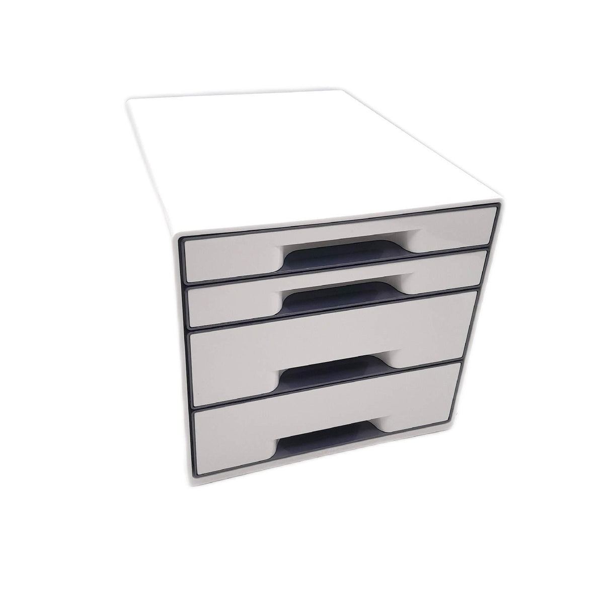 Leitz Cube Schubladenbox 4 Schubladen A4 Weiß Grau mit transparentem Desktop Organizer
