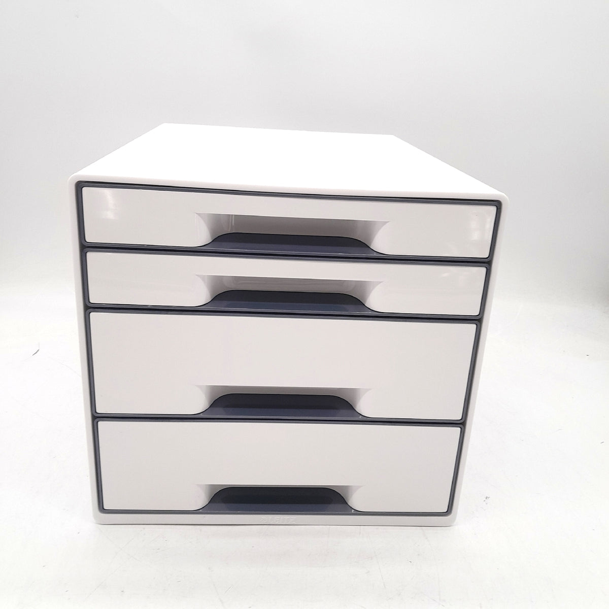 Leitz Cube Schubladenbox 4 Schubladen A4 Weiß Grau mit transparentem Desktop Organizer