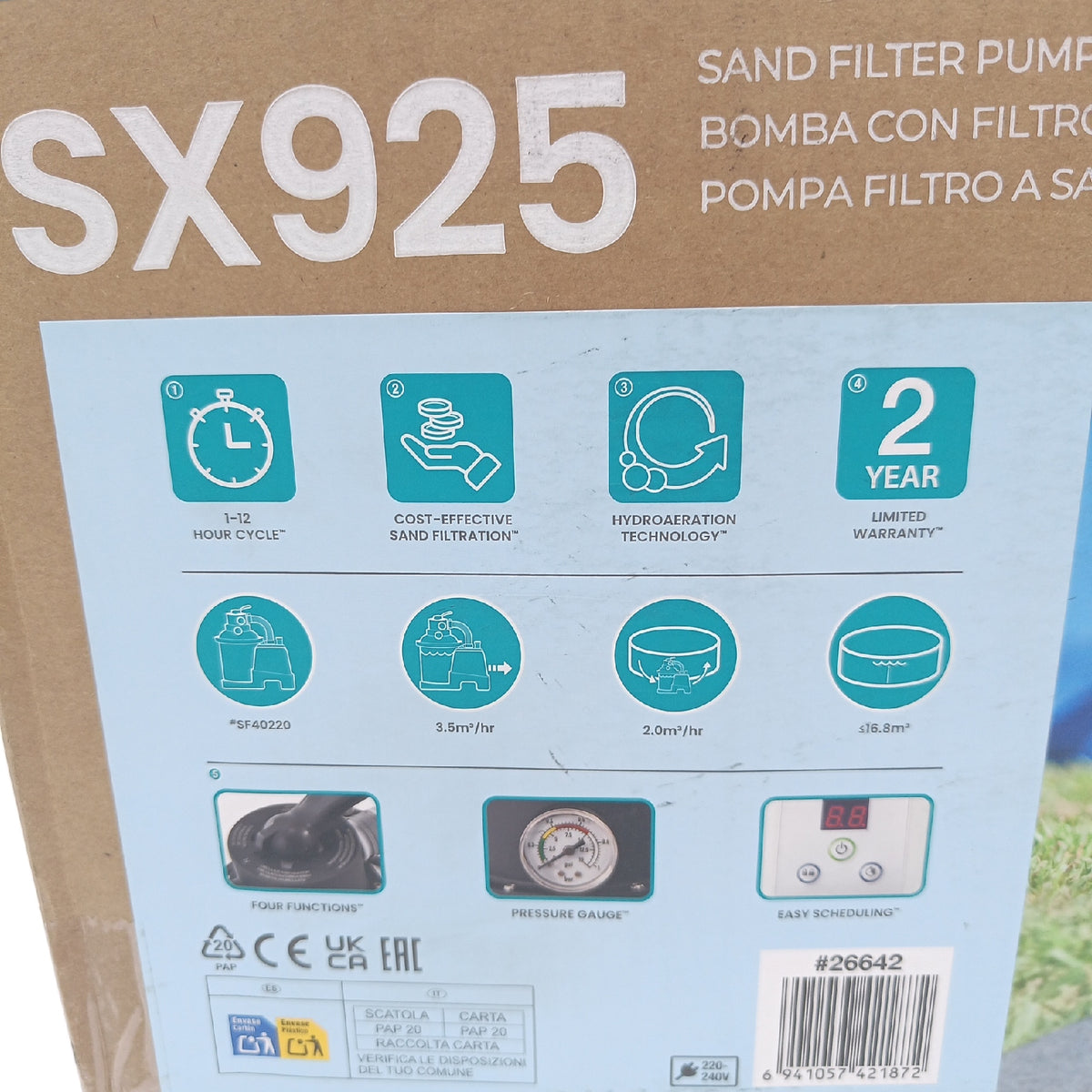 Intex 26642 Sandpumpe Wasserdurchfluss 3500 lh Systemdurchfluss 2000 lh Poolpumpe