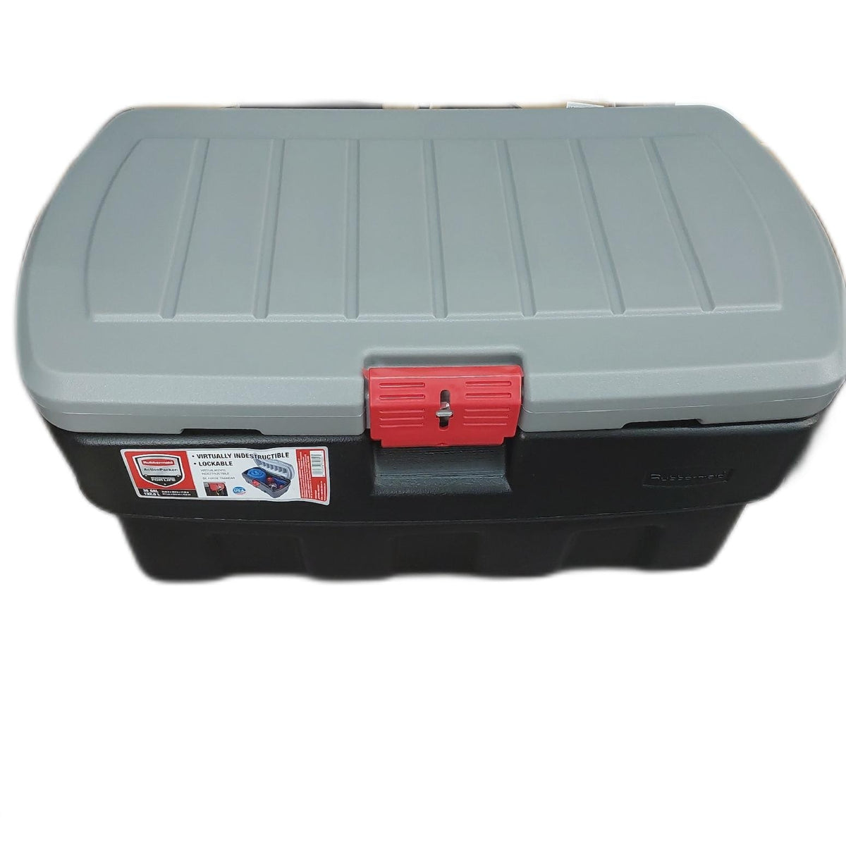 Rubbermaid ActionPacker Abschliessbare Aufbewahrungsbox 35 Gall grau schwarz Outdoor