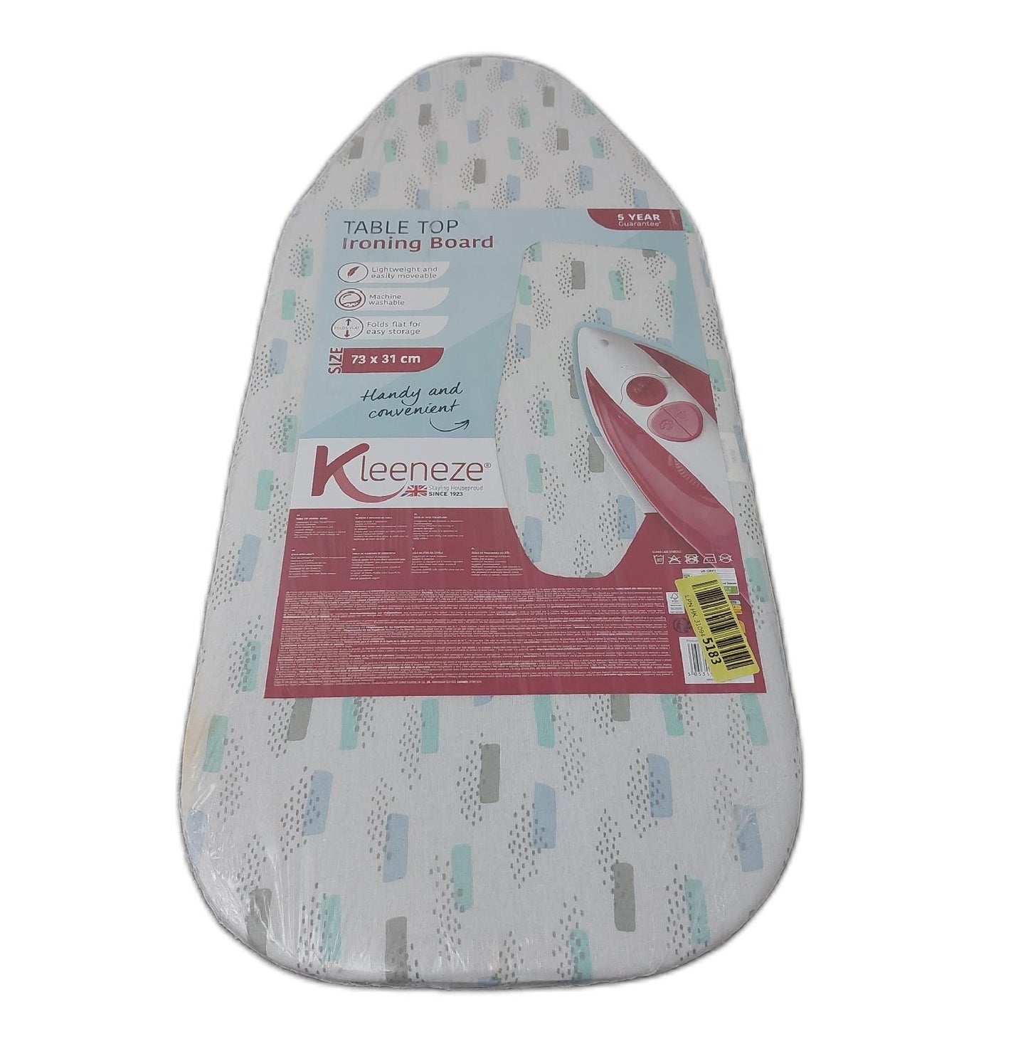 Kleeneze KL062291ELISEEU Tischbügelbrett kleines Bügelbrett 100% Baumwollbezug