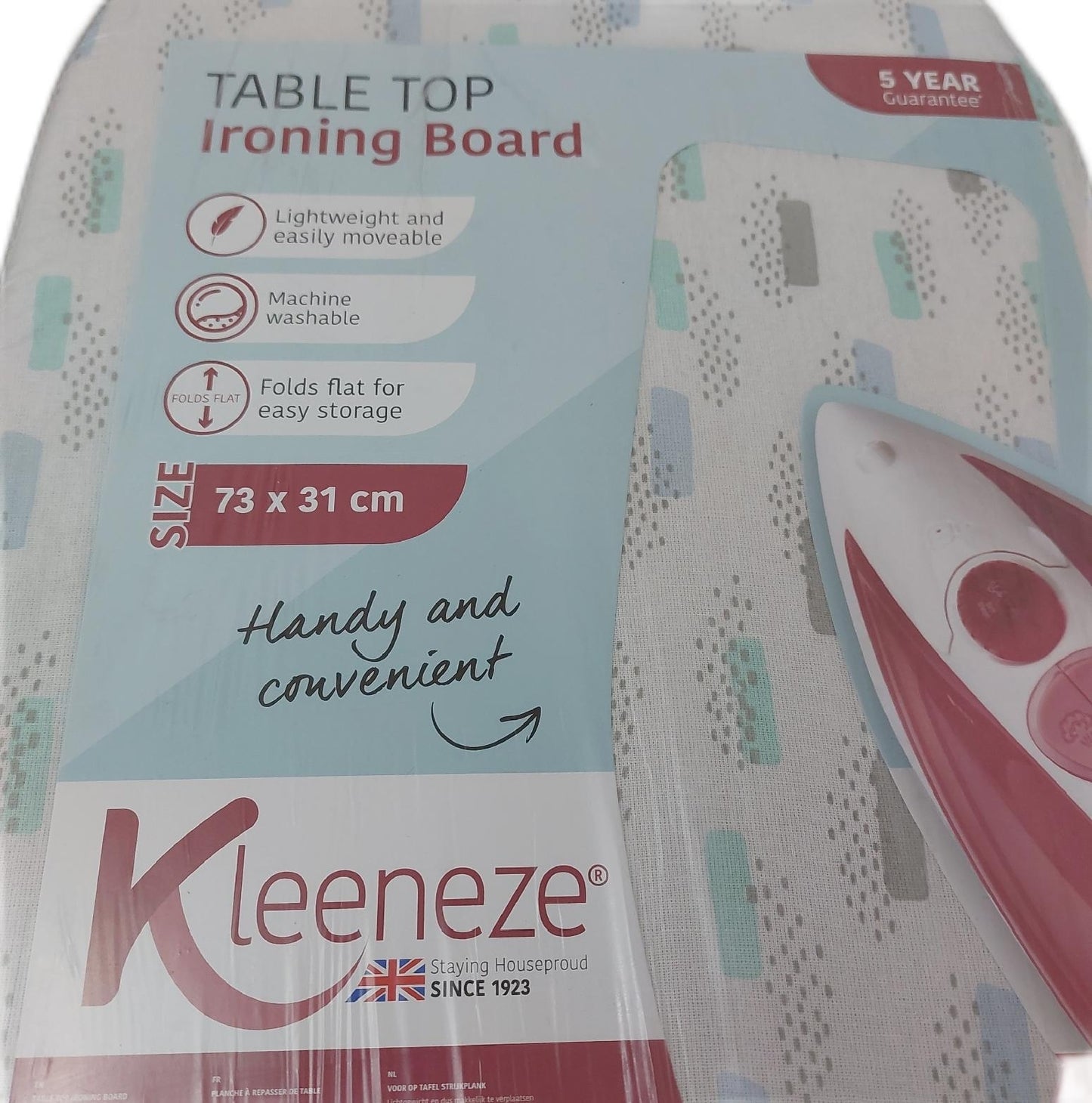 Kleeneze KL062291ELISEEU Tischbügelbrett kleines Bügelbrett 100% Baumwollbezug