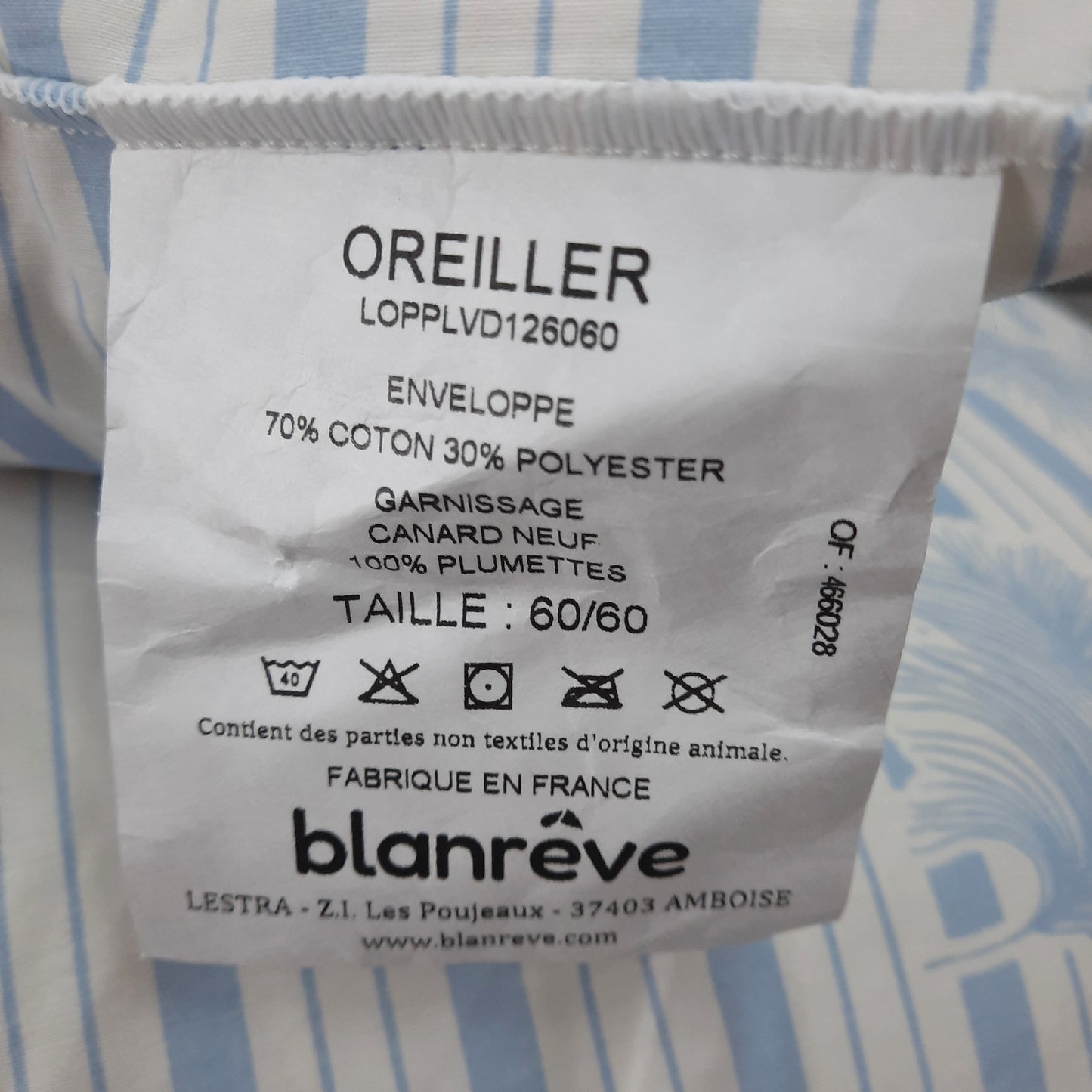Blanrêve 2er-Set Kiss  von Antan Naturfedern 60 x 60 cm Weiß m blau  Streif ",