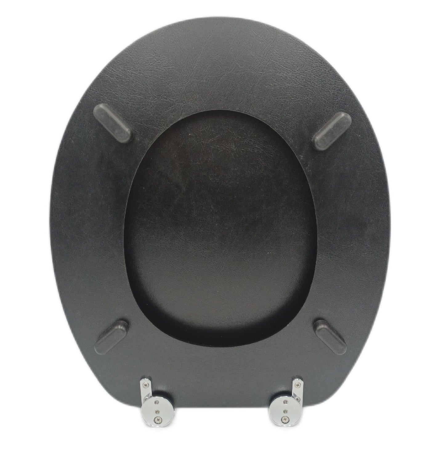Tiger Toilettensitz Badezimmerzubehör 2525 Lederlook schwarz Holz Metallbefestigung elegant