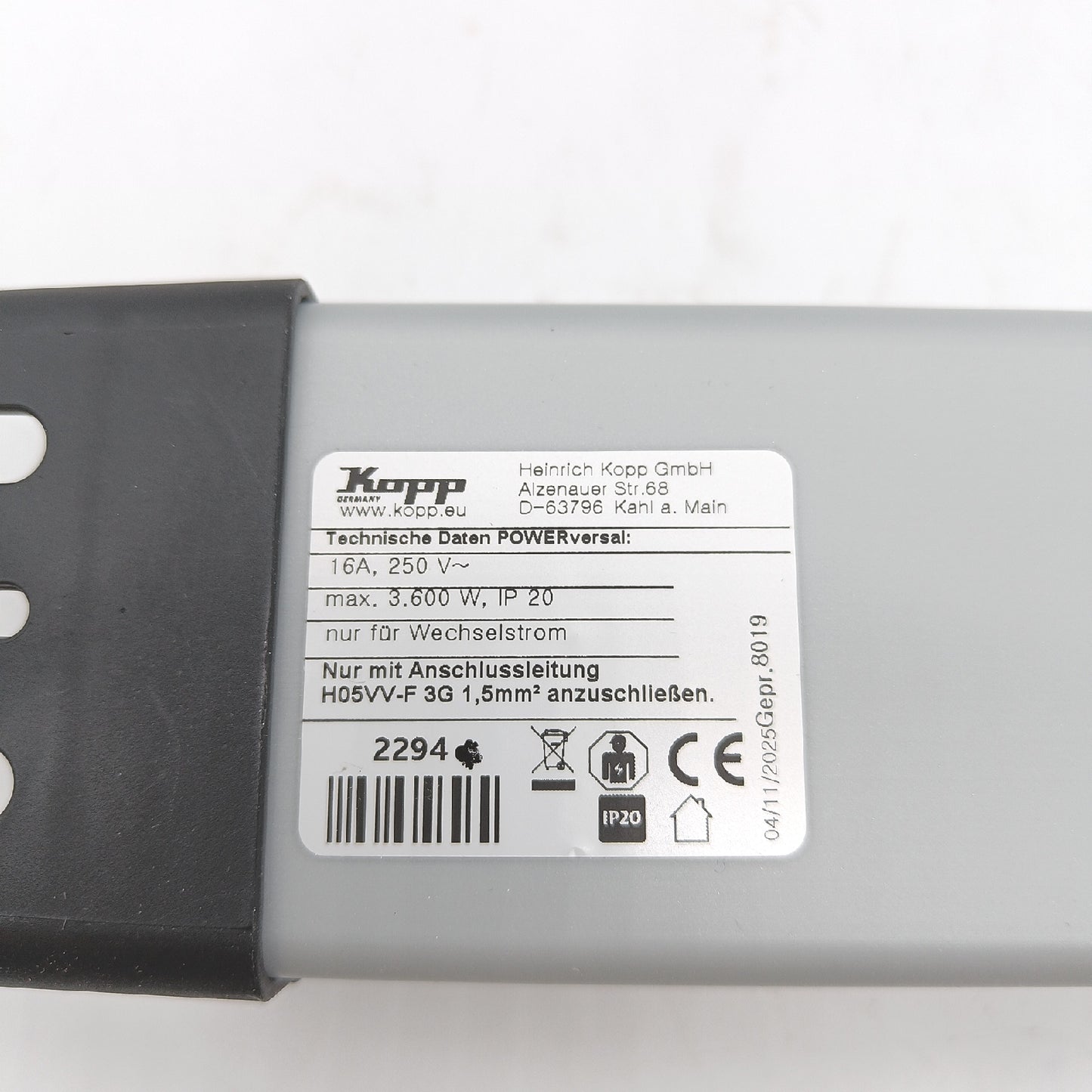 Kopp Powerversal Steckdosenleiste 6 Fach Wieland Eingang 3600W