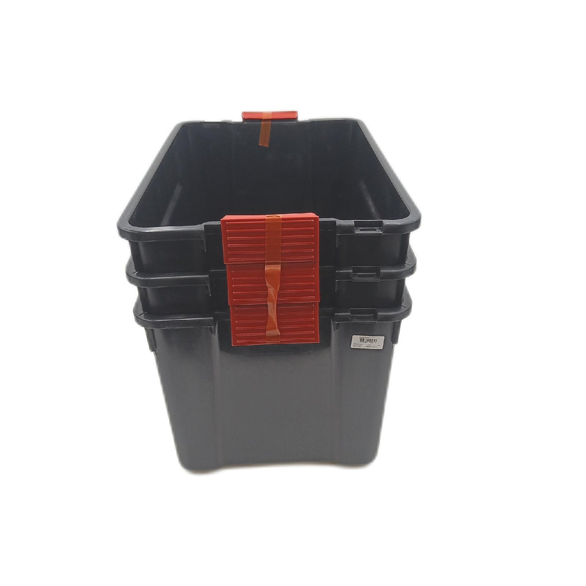 Iris Ohyama SIA 60 große Kunststoff Aufbewahrungsbox 60 Liter 3er Set schwarz stapelbar