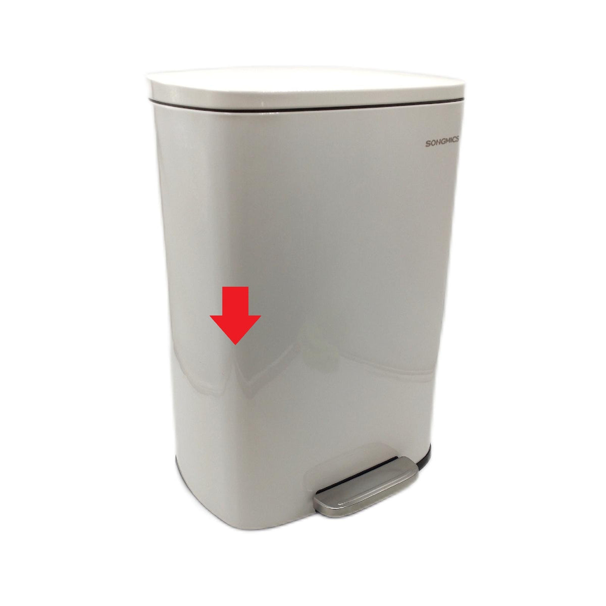 SONGMICS Küche Abfalleimer 50 Liter Stahl Tretmülleimer mit Deckel Softclose kleine Delle