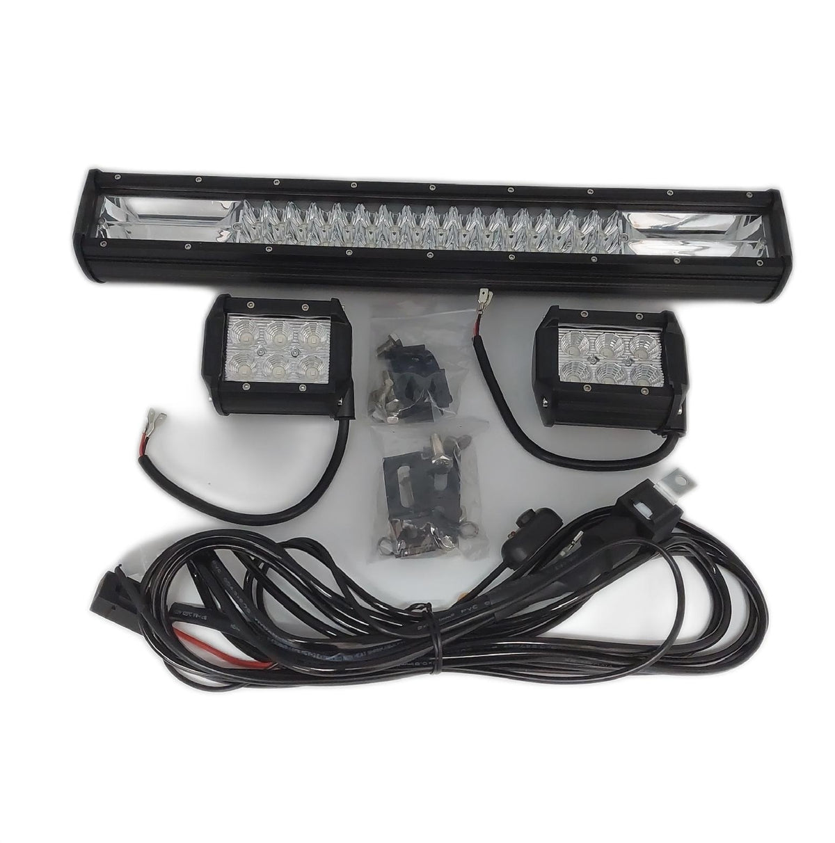 SKYWORLD 7D 50cm 288W LED Lichtleiste 4x4 Schiene mit 2 Stück 10cm 18W Scheinwerfern