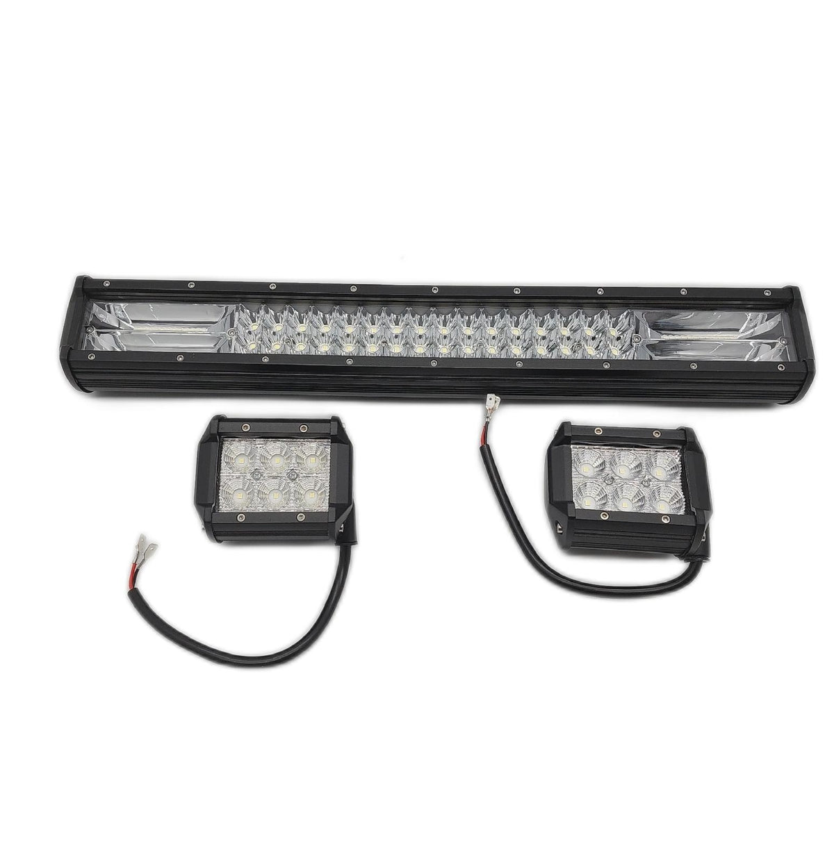 SKYWORLD 7D 50cm 288W LED Lichtleiste 4x4 Schiene mit 2 Stück 10cm 18W Scheinwerfern