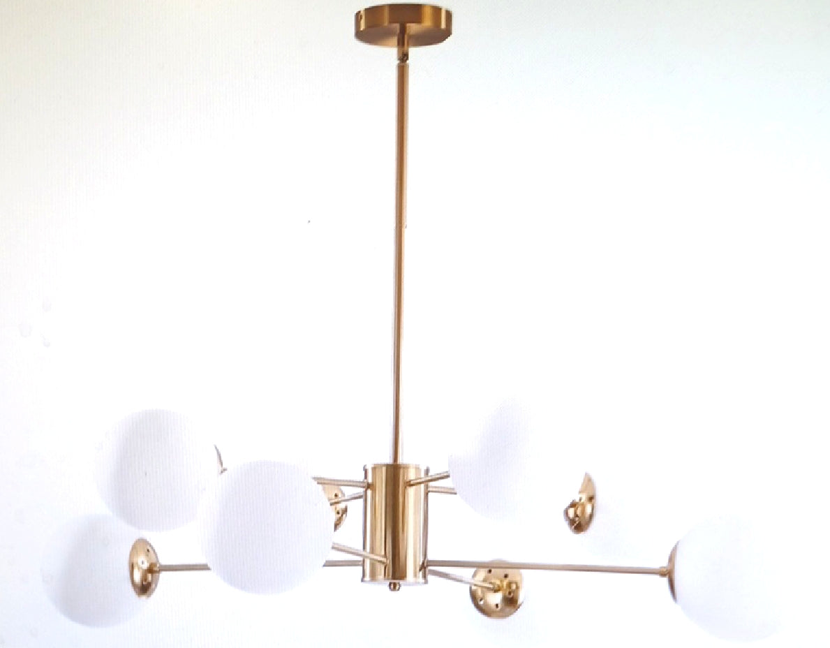 KCO Lighting 8 flammiger Sputnik Kronleuchter Weißes Glas 1 Lampensch