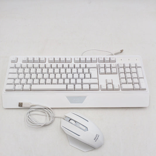 Mars Gaming MCP124 3in1 Gaming Combo Ergonomische H Mech LED RGB Tastatur Maus Mauspad Weiß Spanish Layout
