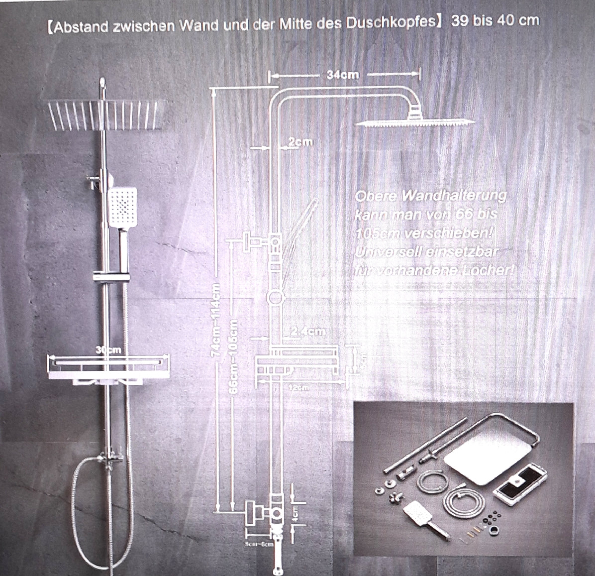 JOHO Duschsystem Regendusche Bad Ausstattung Chrom Wassersparend Duschset Bath