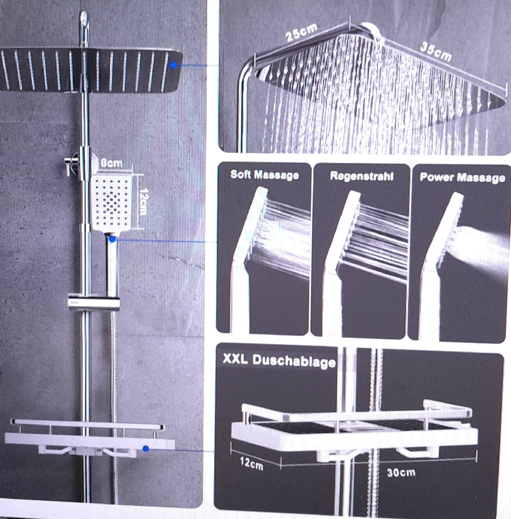 JOHO Duschsystem Regendusche Bad Ausstattung Chrom Wassersparend Duschset Bath