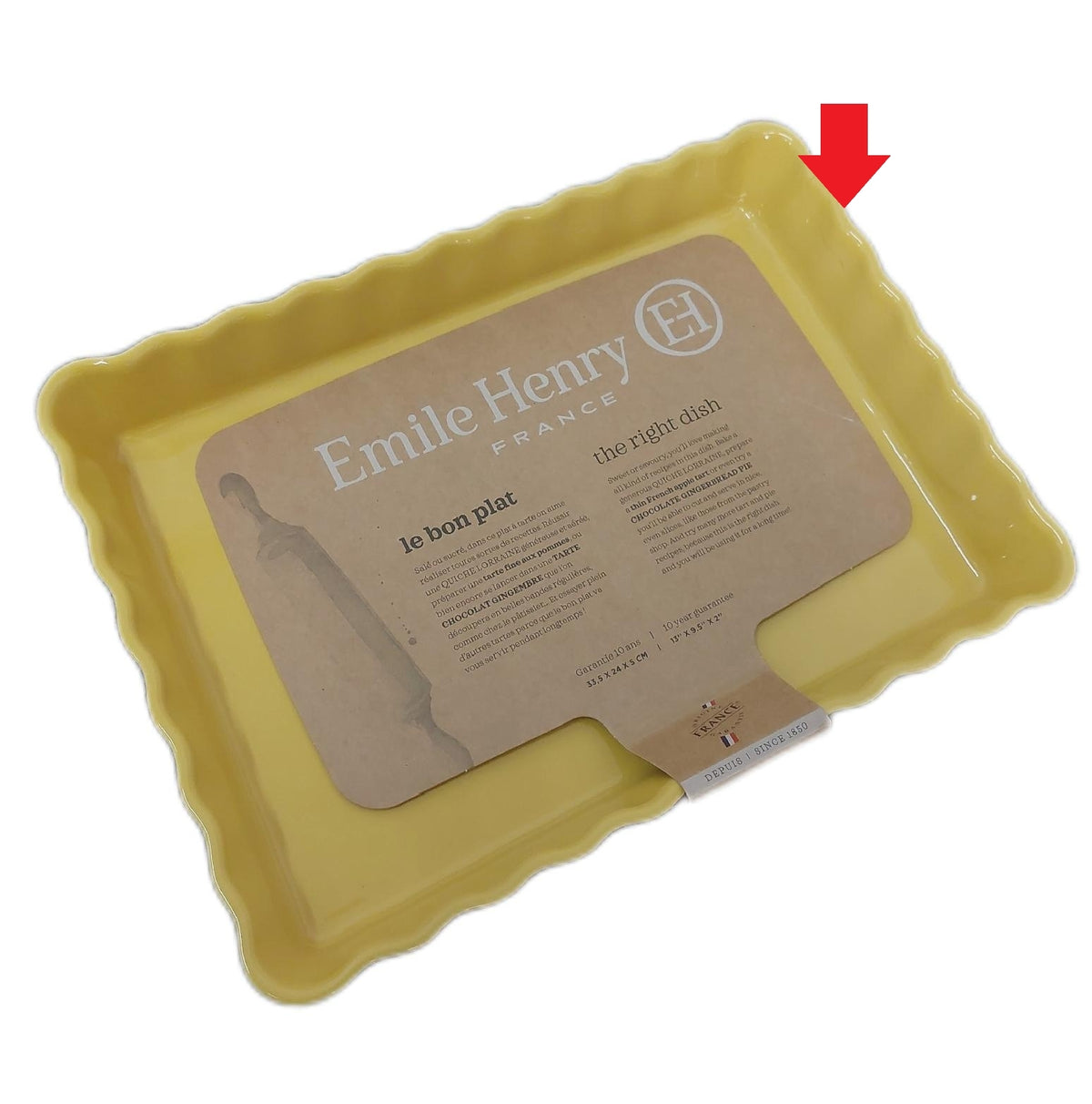 Emile Henry EH906038 Kuchenform rechteckig Provence Gelb Sprung vorhanden