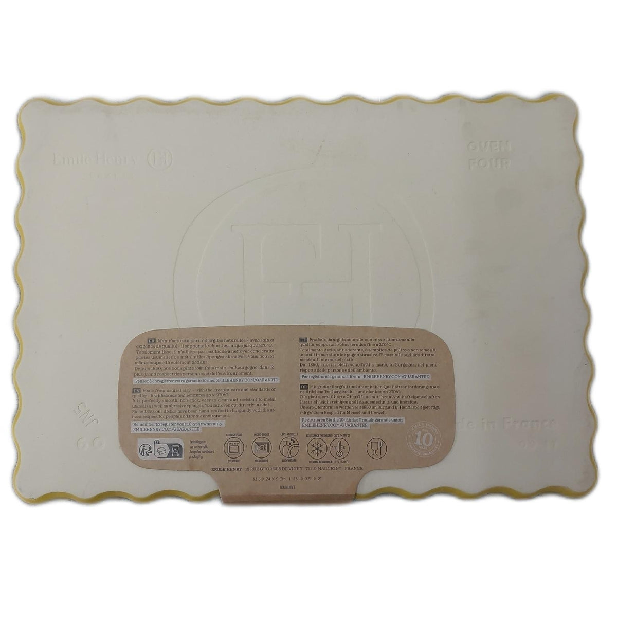 Emile Henry EH906038 Kuchenform rechteckig Provence Gelb Sprung vorhanden