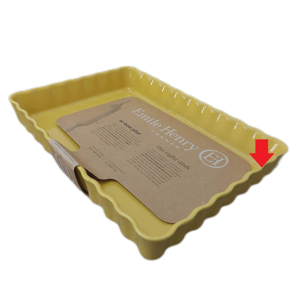 Emile Henry EH906038 Kuchenform rechteckig Provence Gelb Sprung vorhanden