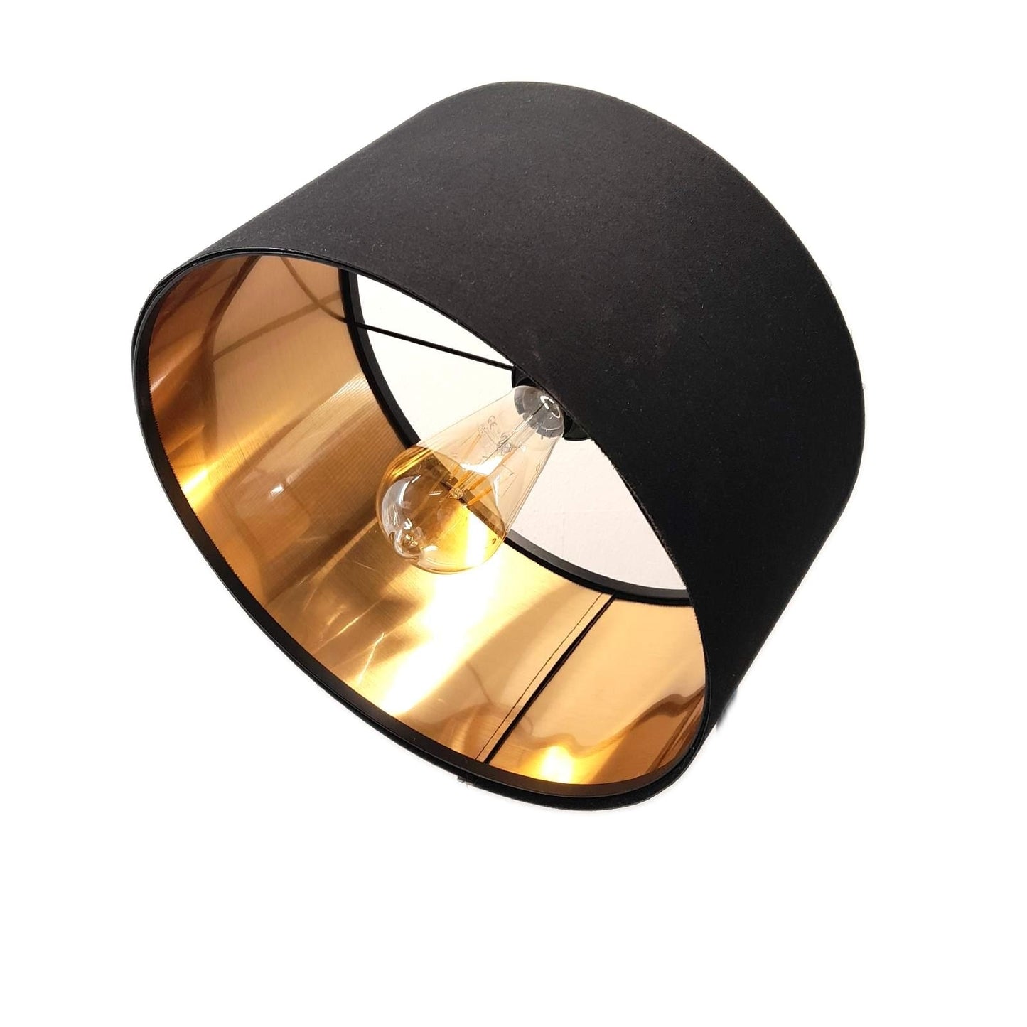 B K Licht Stehleuchte Beleuchtung schwenkbar Retro Stoffschirm schwarz goldener 30