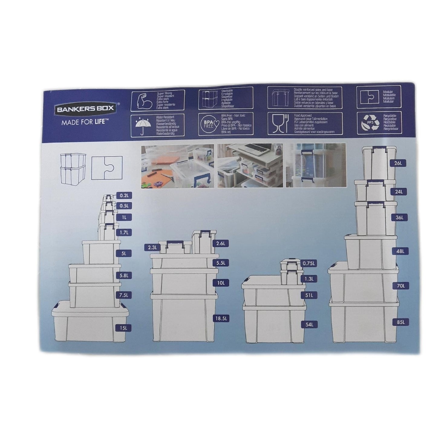 BANKERS BOX Aufbewahrungsbox Aufbewahrung ProStore 48 Liter Aufbewahrungslösung Kunststoff 37 x 41 x 30 cm Bain