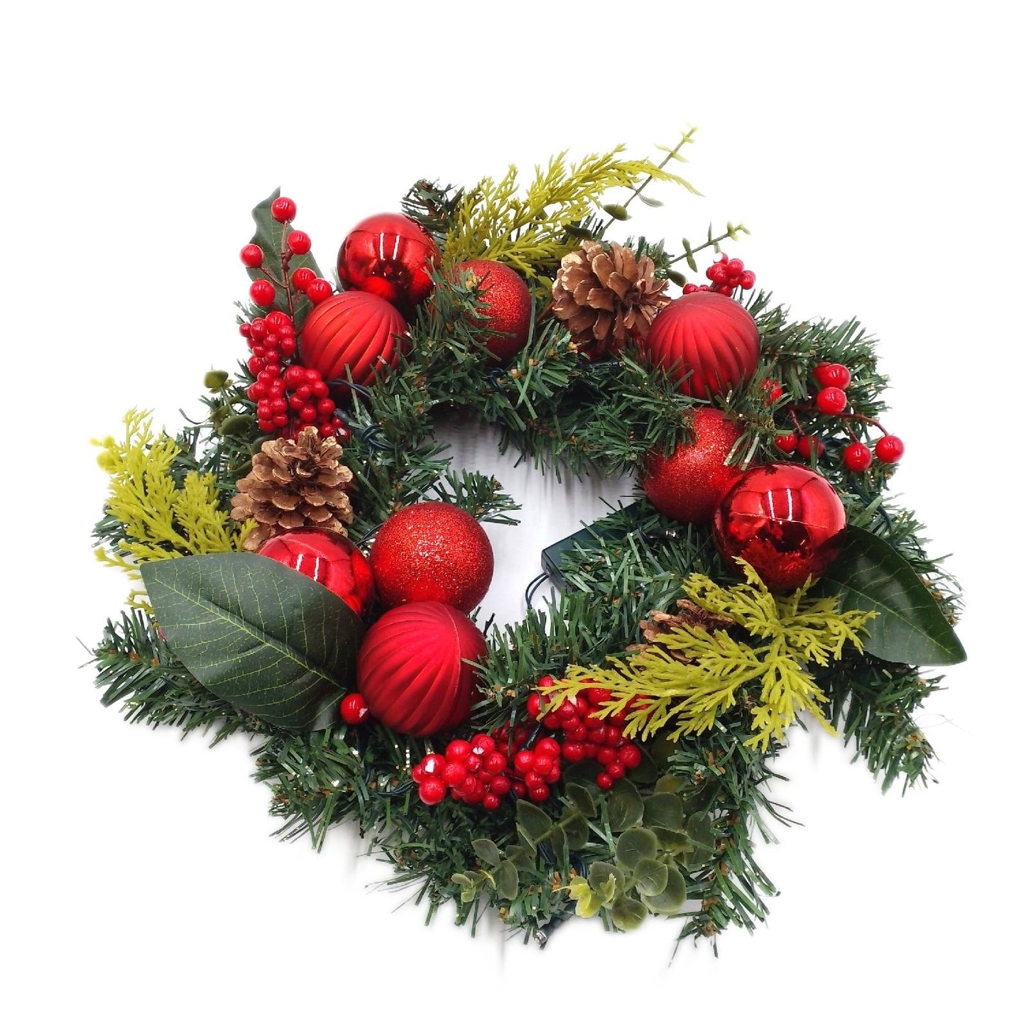 Weihnachtskranz Lichterkranz Dekoration 45 cm 15 LEDs Tannenz
